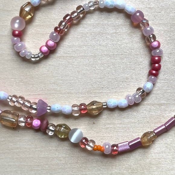 *sold* HANDMADE GLASS NECKLACE | Glass Chunkies One of a Kind Readymade Necklace - Picture 4 of 9